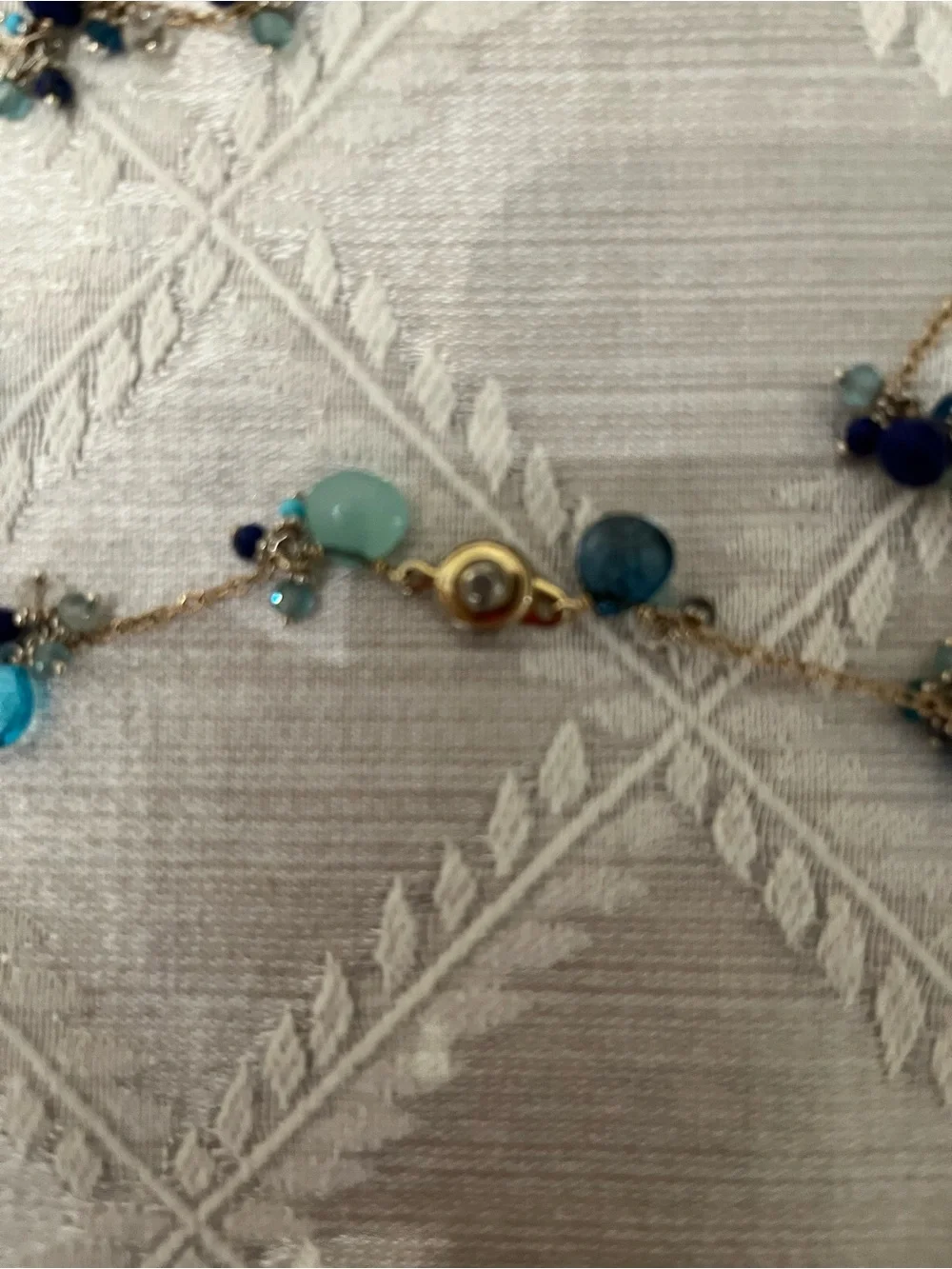 Delicate Blue & Teal Bead Station Necklace - Women Jewelry